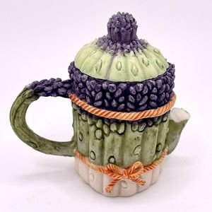 Miniature Asparagus Teapot Collectible (Broken Spout) ~ Dollhouse ~ Fairy Garden